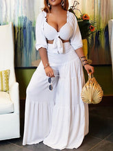 Tied Crop Top & Wide-Leg Pants Set